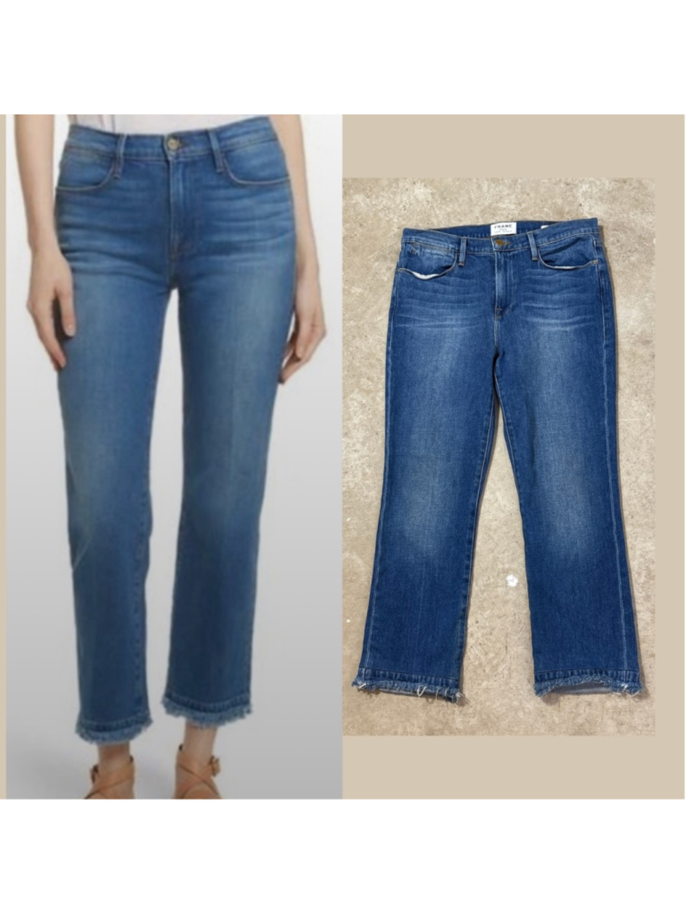 FRAME Le High Straight Blue Jeans Women’s Size 29 Whitway Raw Edge Zip Fly